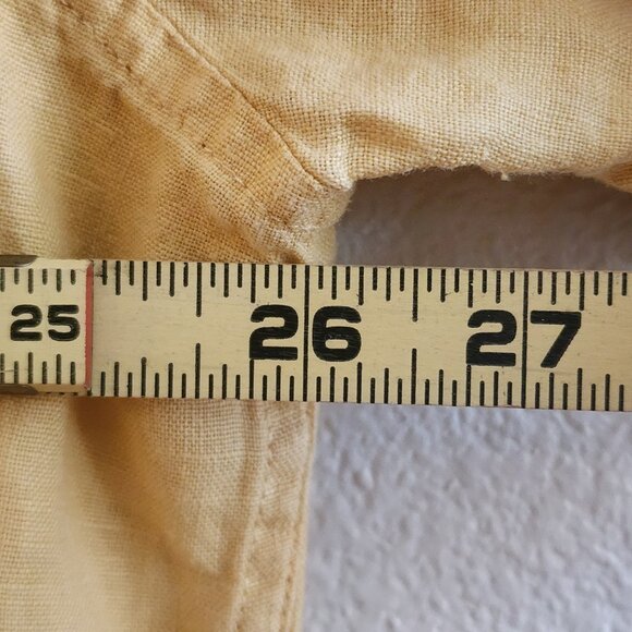 M&S Collection Linen Shirt Mens 3XL Yellow Short Sleeve Button Up Casual Pocket - Picture 10 of 10